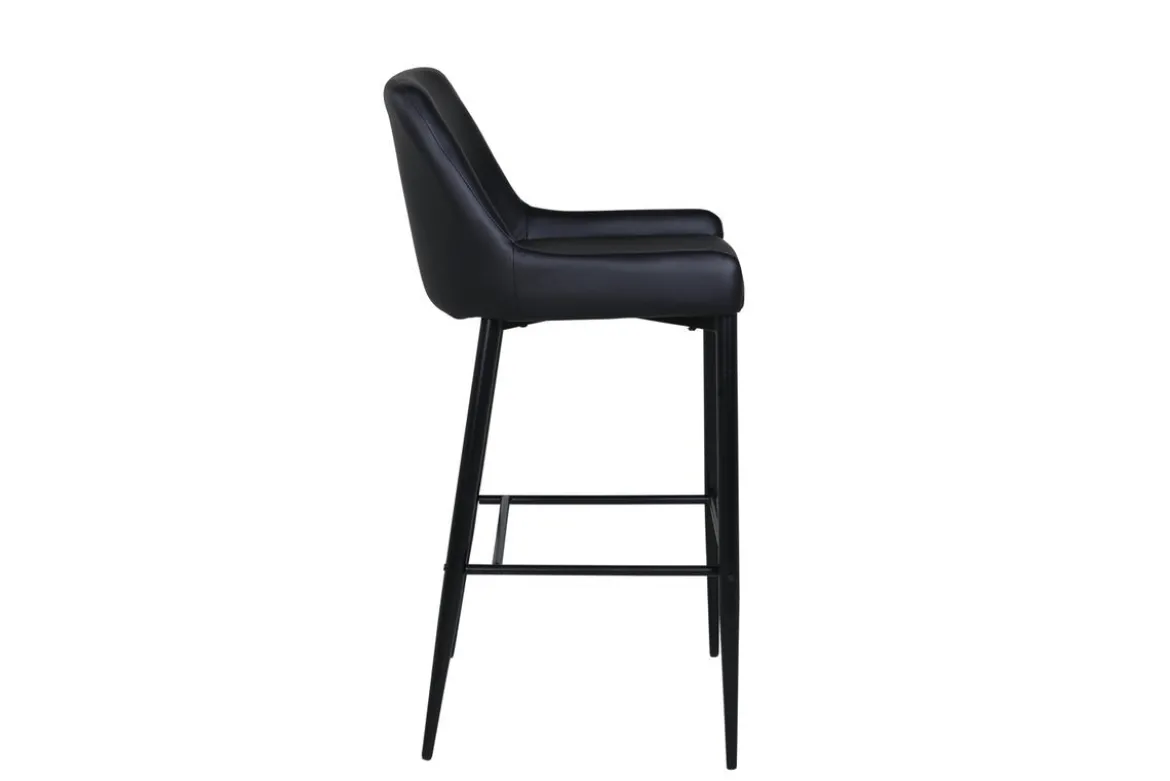 2er Set - Barhocker Leonardo in schwarzer Lederoptik