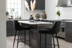 2er Set - Barhocker Leonardo in Samt Schwarz oder Beige