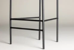 2er Set - Barhocker Leyla schwarz beschichtet mit brauner Sitzfläche