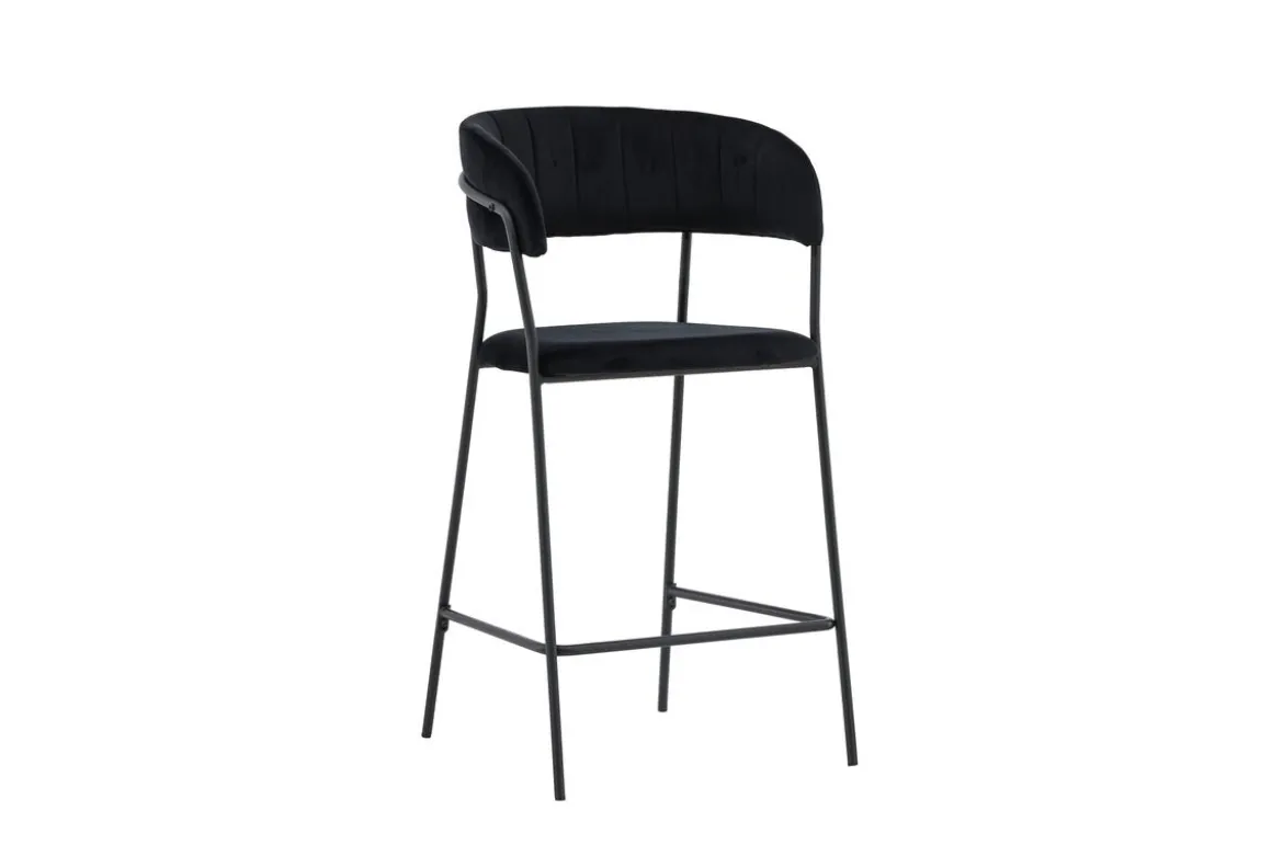 2er Set - Barhocker Louis mit schwarzem Samt