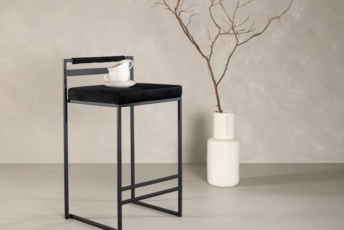 2er Set - Barhocker Ophelia mit schwarzem Samt