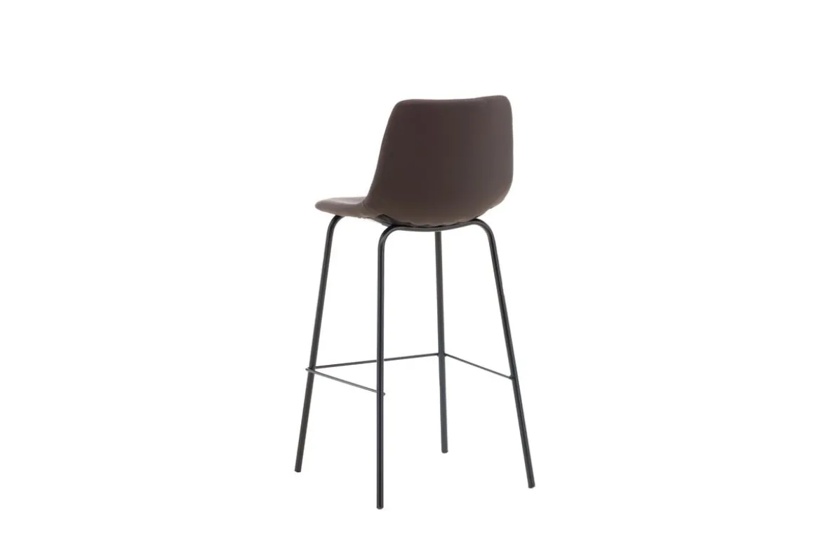 2er Set - Barhocker Sarah schwarzmatt mit braunem Sitz aus PU