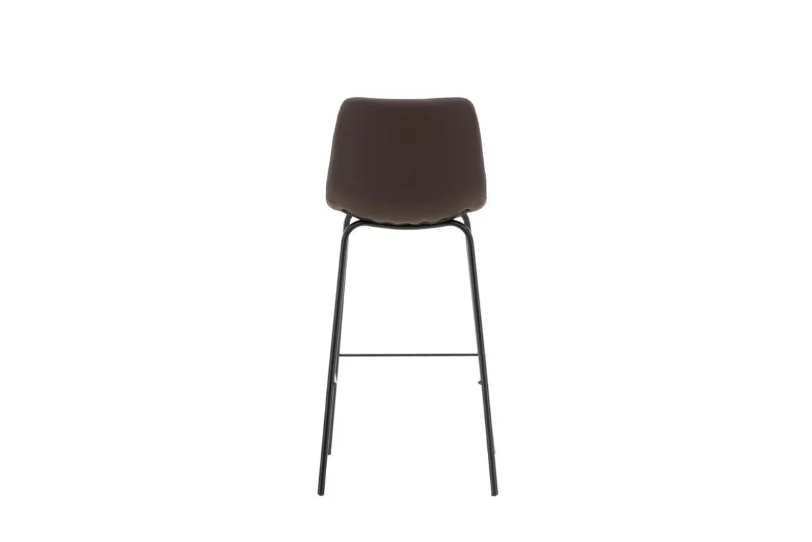 2er Set - Barhocker Sarah schwarzmatt mit braunem Sitz aus PU
