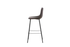 2er Set - Barhocker Sarah schwarzmatt mit braunem Sitz aus PU