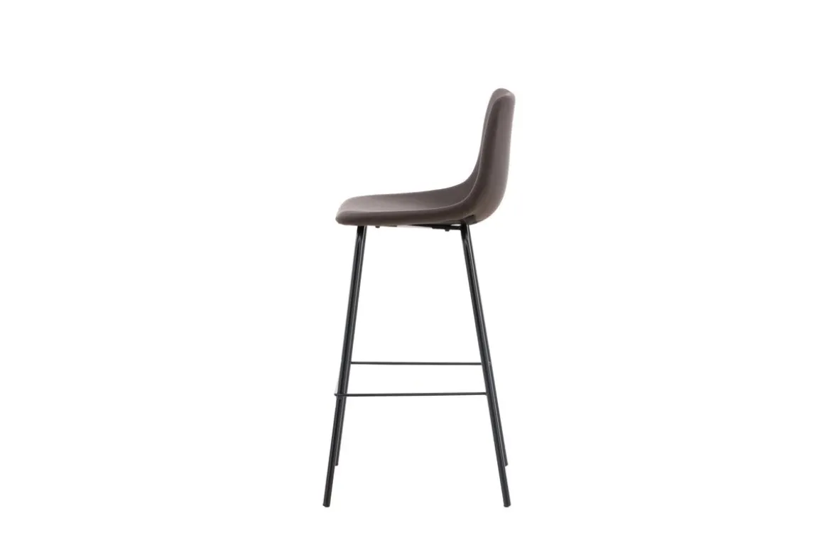 2er Set - Barhocker Sarah schwarzmatt mit braunem Sitz aus PU