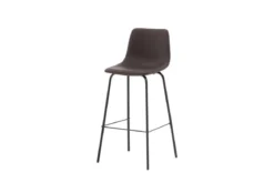 2er Set - Barhocker Sarah schwarzmatt mit braunem Sitz aus PU