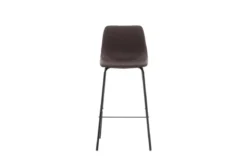 2er Set - Barhocker Sarah schwarzmatt mit braunem Sitz aus PU