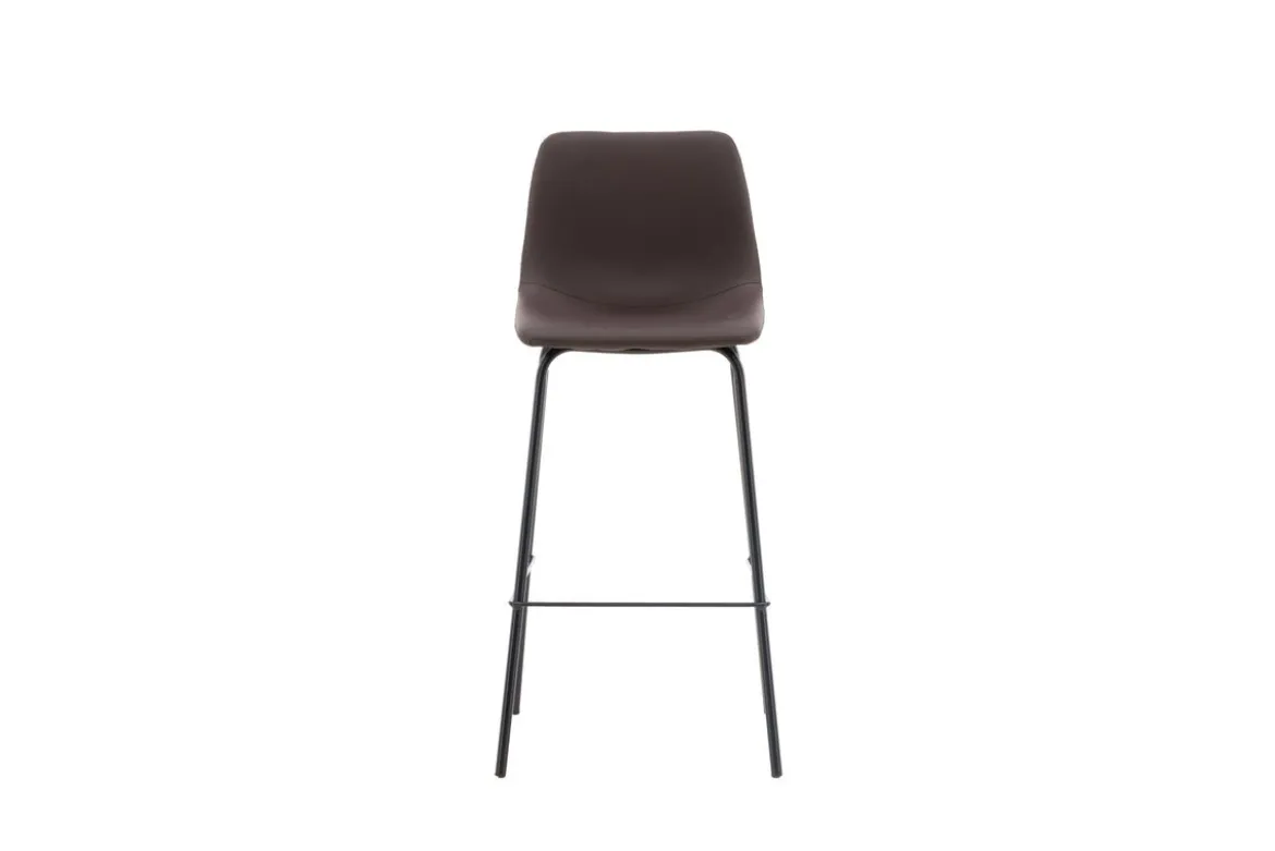 2er Set - Barhocker Sarah schwarzmatt mit braunem Sitz aus PU