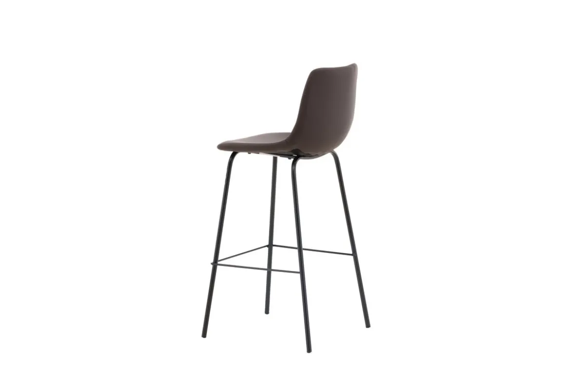 2er Set - Barhocker Sarah schwarzmatt mit braunem Sitz aus PU