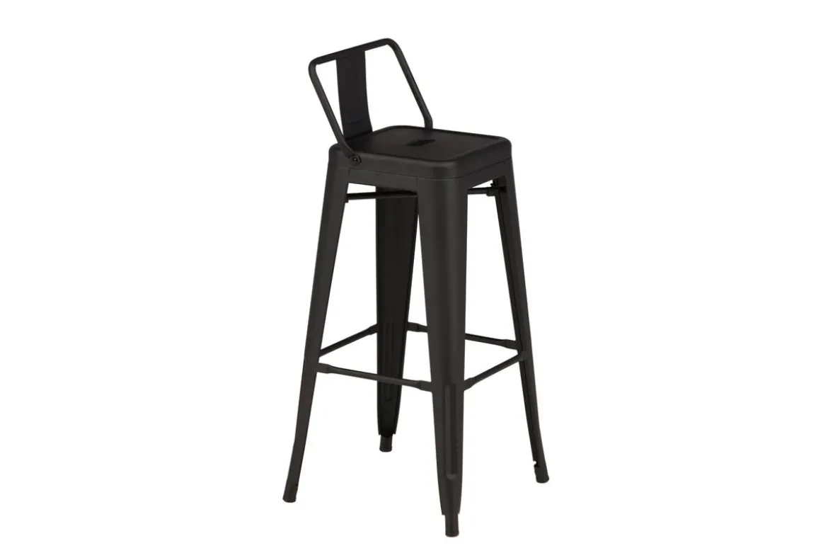 4er Set - Barhocker Tamo - Robust aus Stahl in Schwarz