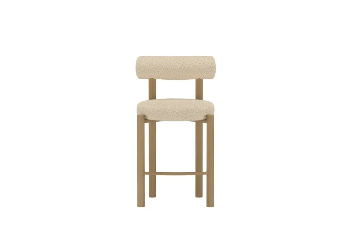 2er Set - Barhocker Timo in Weiß mit Stahlgestell & Holzoptik