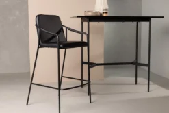 2er Set - Barhocker Vita aus schwarzem PU mit Stahlgestell