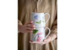 2er Set Becher Luni – gefertigt aus Steingut mit floralen Motiven