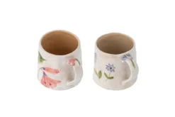 2er Set Becher Luni – gefertigt aus Steingut mit floralen Motiven