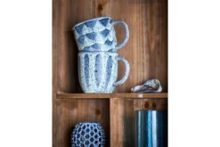2er Set Becher Ula – Grau/Blau, gefertigt aus Steingut