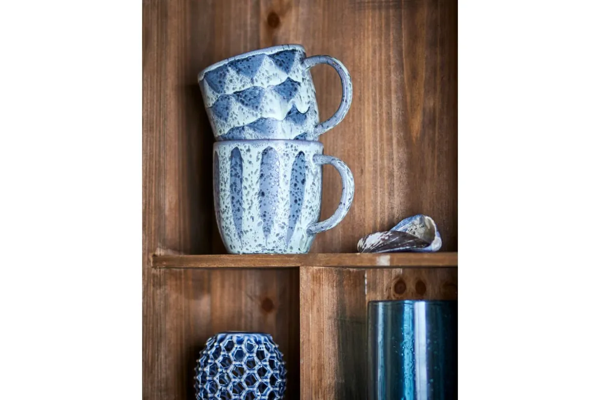 2er Set Becher Ula – Grau/Blau, gefertigt aus Steingut