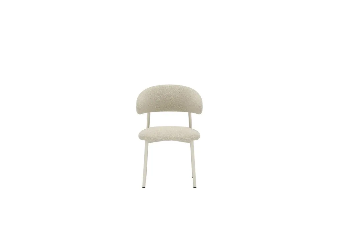 2er Set - Esszimmerstuhl Fernand in Beige mit Stahlgestell