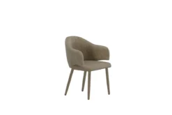 2er Set - Esszimmerstuhl Jubi in Beige mit stoffbezogenen Metallbeinen