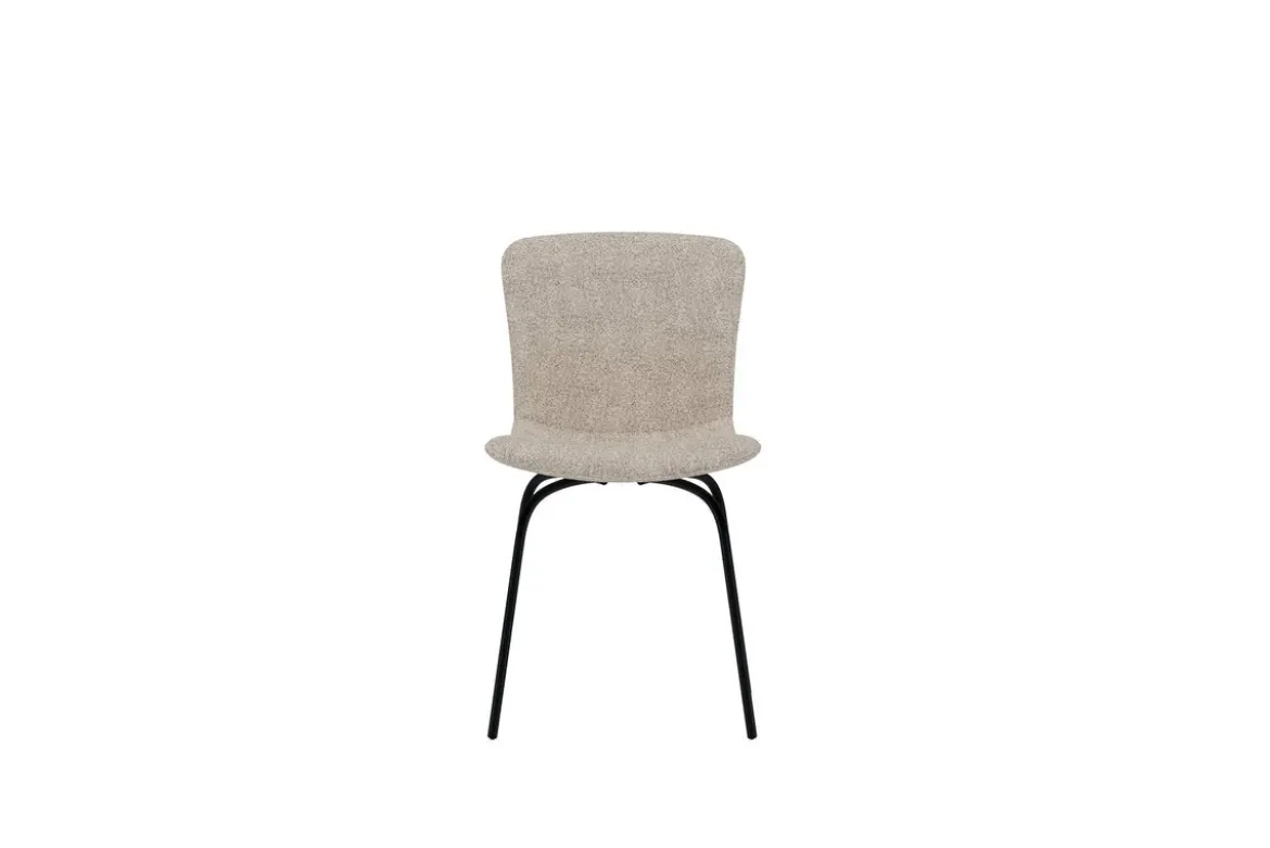 2er Set - Esszimmerstuhl Leo in Beige mit schwarzen Beinen