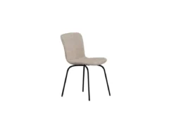 2er Set - Esszimmerstuhl Leo in Beige mit schwarzen Beinen