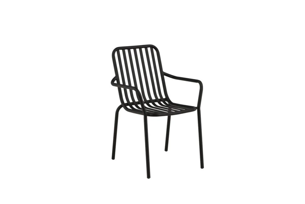 2er Set - Gartenstuhl Amy aus Aluminium in Schwarz, Beige
