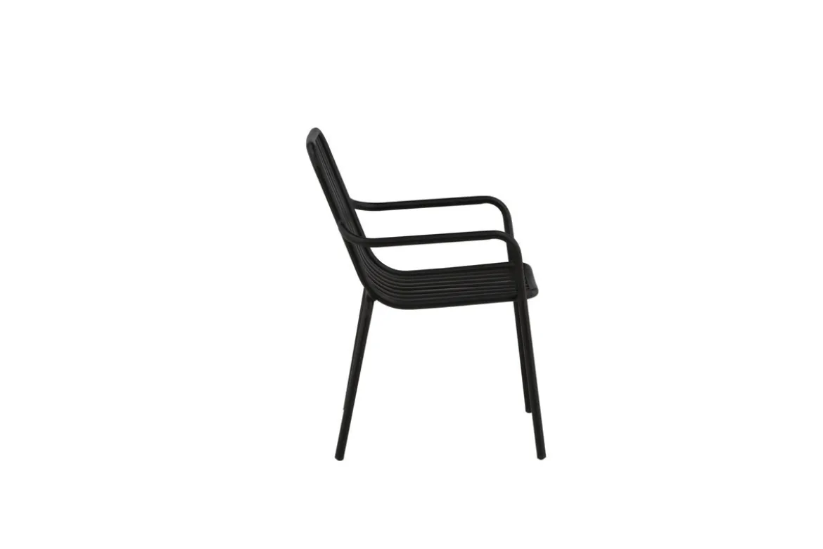 2er Set - Gartenstuhl Amy aus Aluminium in Schwarz, Beige