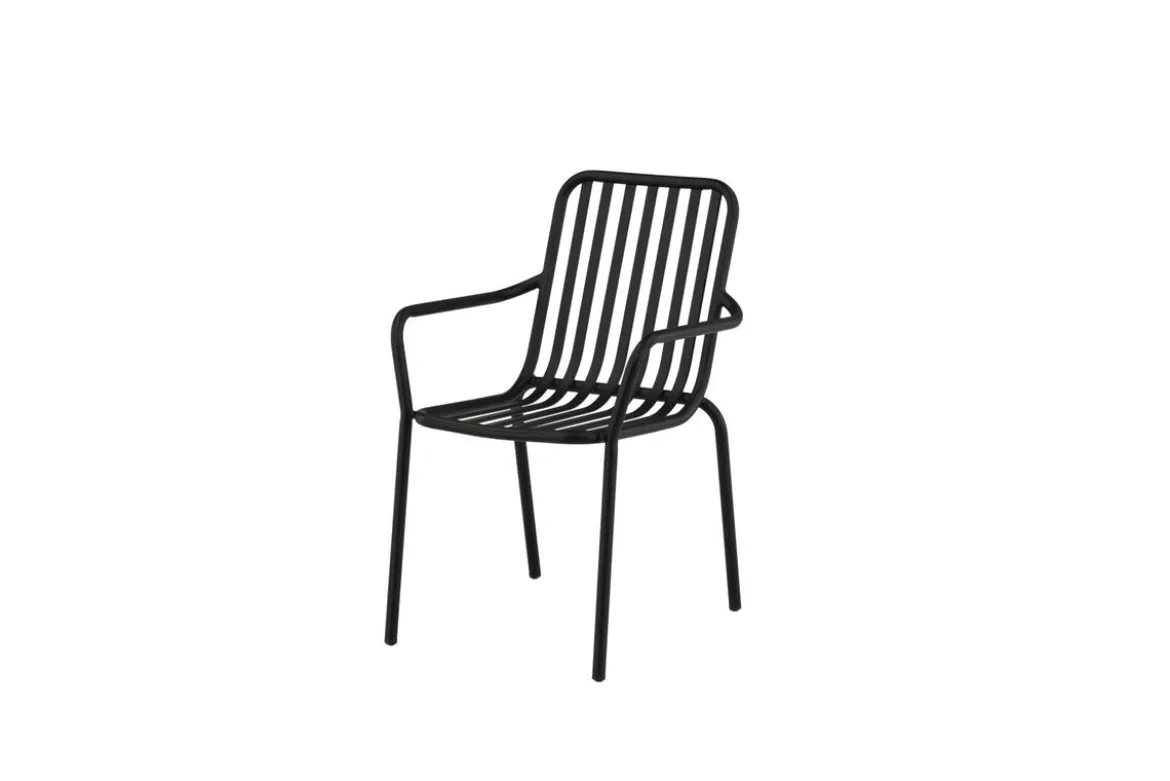 2er Set - Gartenstuhl Amy aus Aluminium in Schwarz, Beige