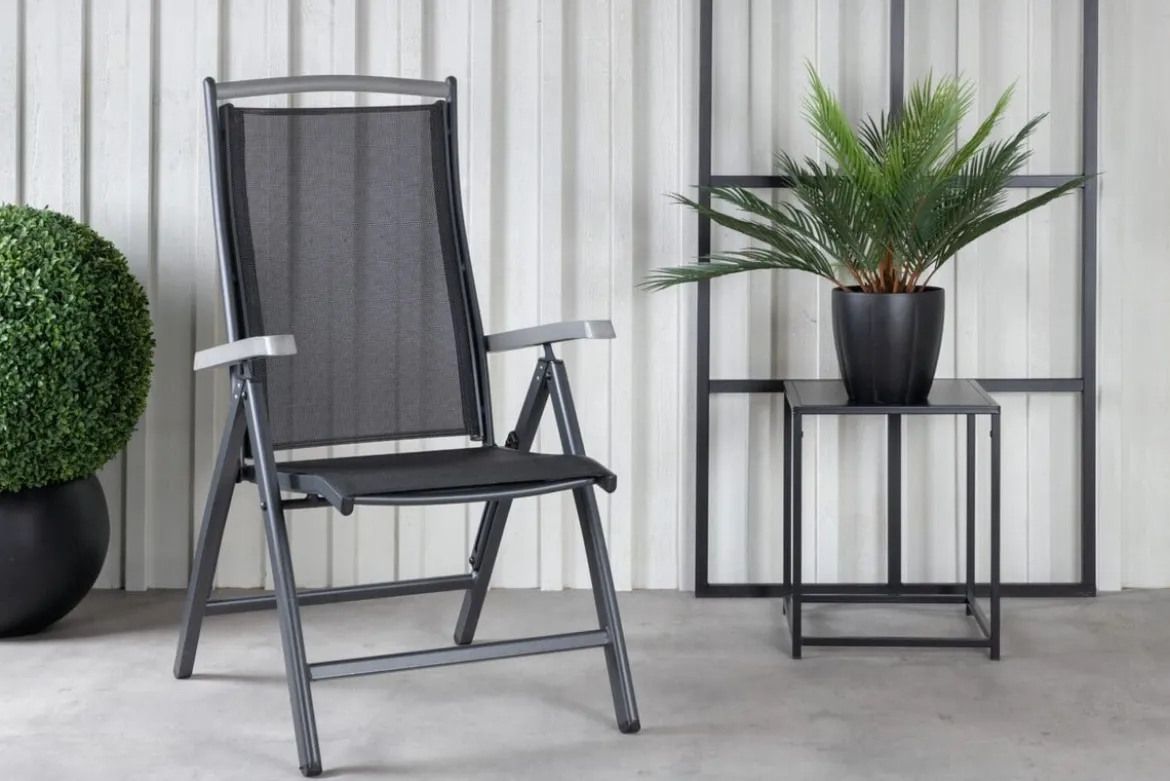 2er Set Gartenstuhl Aurelio - in Schwarz in 5 Positionen einstellbar