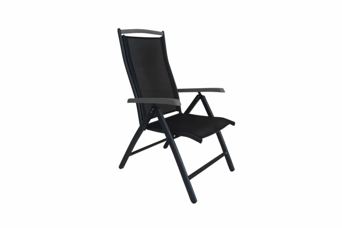 2er Set Gartenstuhl Aurelio - in Schwarz in 5 Positionen einstellbar