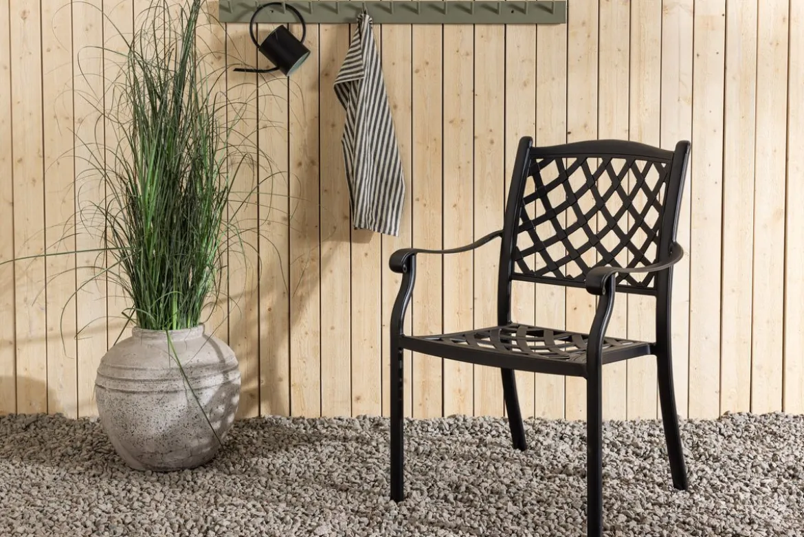 4er Set Gartenstuhl Auri - ein schlichter schwarzer Stuhl aus Aluminium