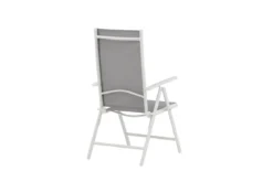 2er Set Gartenstuhl Awa - weißes Gestell aus Aluminium, Sitzfläche aus Textilene, verstellbare Rückenlehne