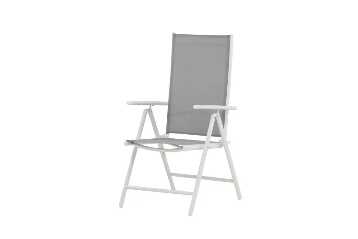 2er Set Gartenstuhl Awa - weißes Gestell aus Aluminium, Sitzfläche aus Textilene, verstellbare Rückenlehne