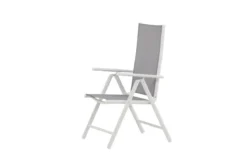2er Set Gartenstuhl Awa - weißes Gestell aus Aluminium, Sitzfläche aus Textilene, verstellbare Rückenlehne