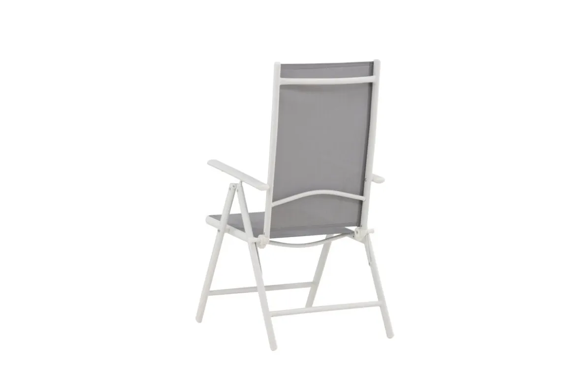 2er Set Gartenstuhl Awa - weißes Gestell aus Aluminium, Sitzfläche aus Textilene, verstellbare Rückenlehne