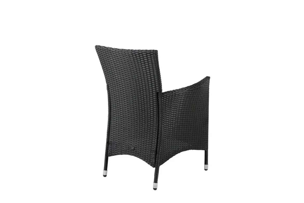 2er Set - Gartenstuhl Caro aus Rattan in Schwarz