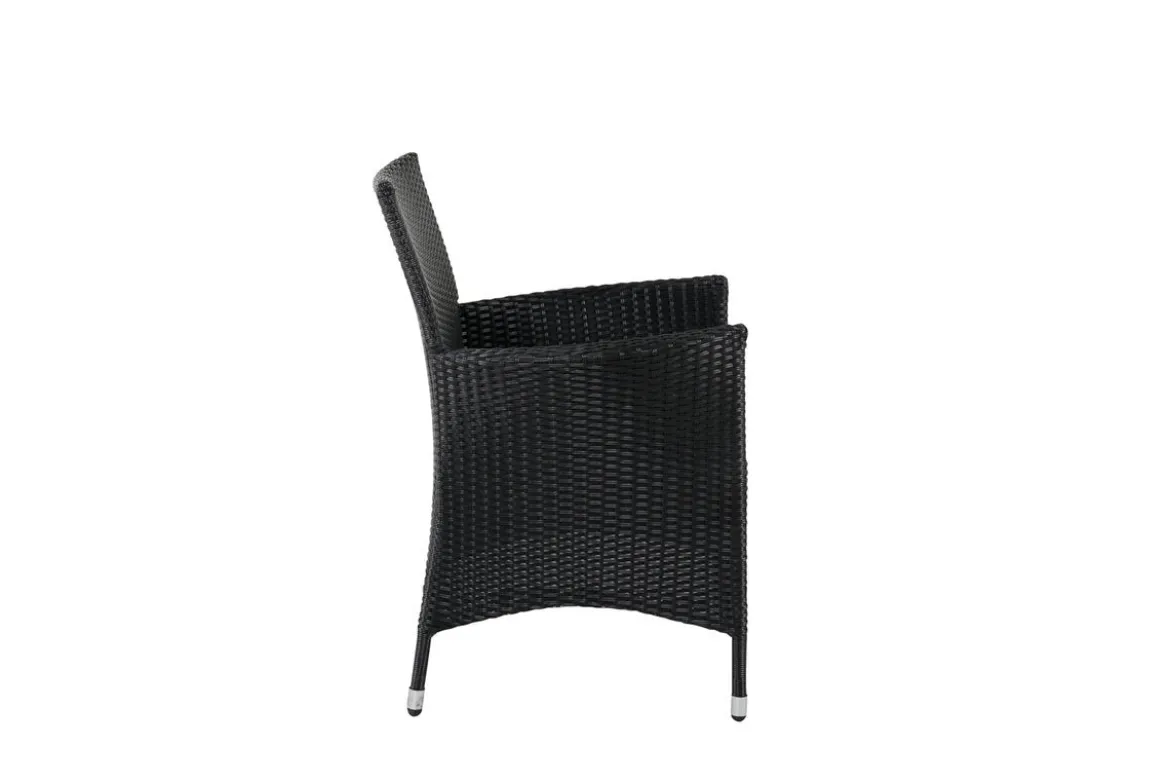 2er Set - Gartenstuhl Caro aus Rattan in Schwarz
