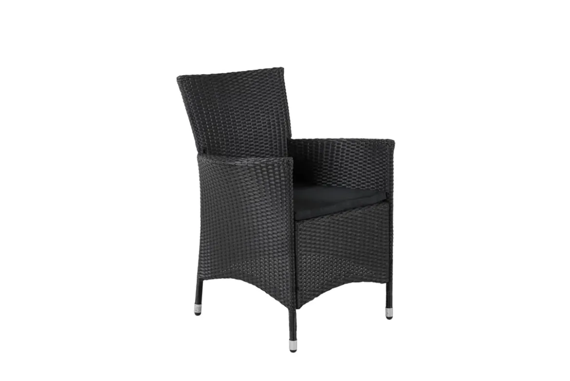 2er Set - Gartenstuhl Caro aus Rattan in Schwarz