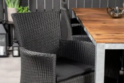 2er Set - Gartenstuhl Caro aus Rattan in Schwarz