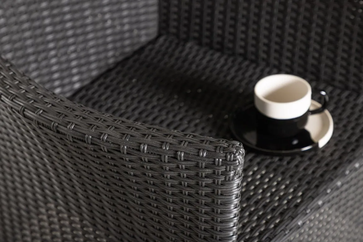 2er Set - Gartenstuhl Caro aus Rattan in Schwarz