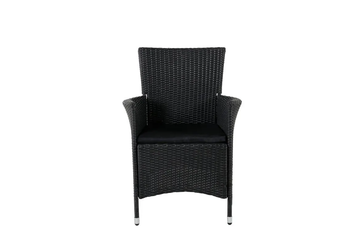 2er Set - Gartenstuhl Caro aus Rattan in Schwarz