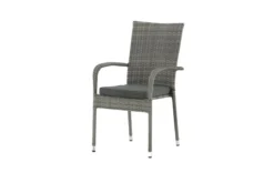 2er Set - Gartenstuhl Emma aus Rattan in Schwarz, Grau