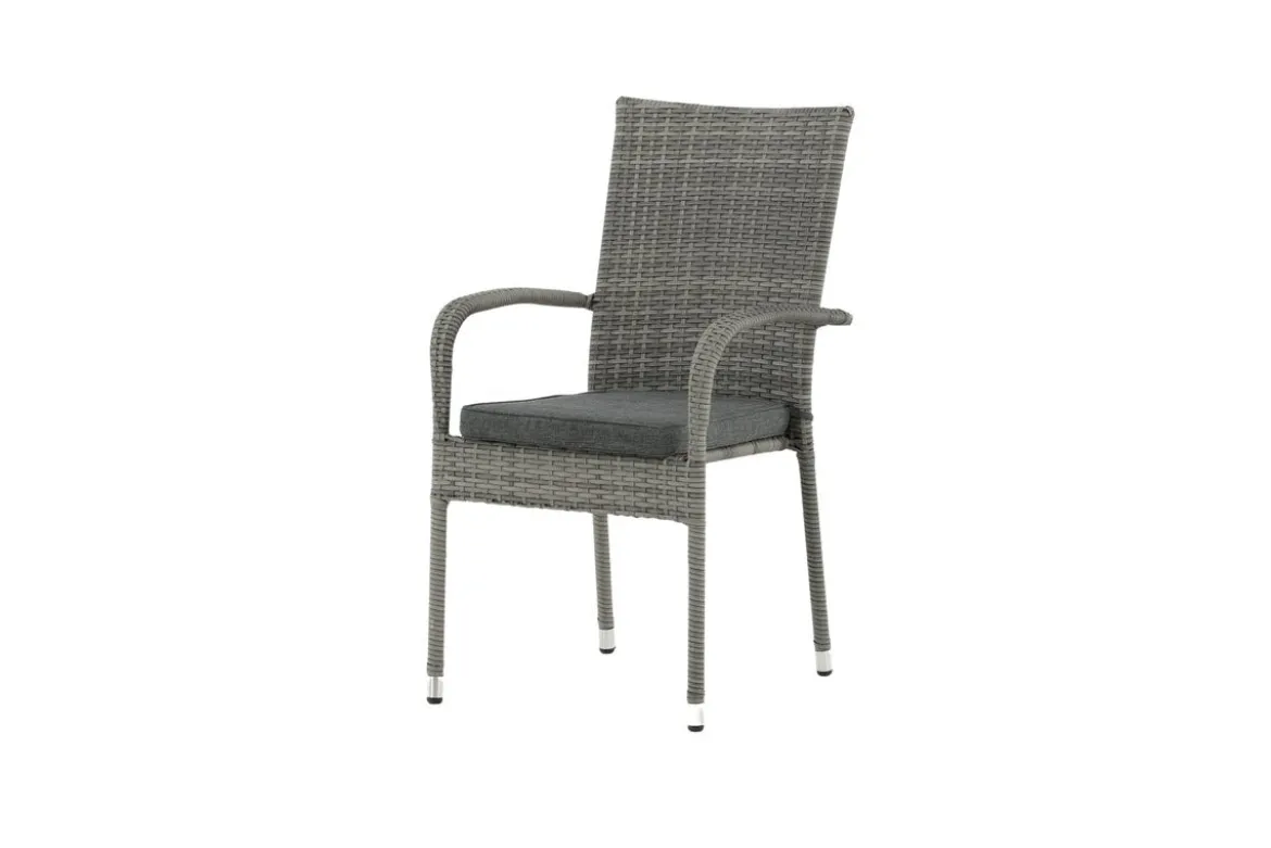 2er Set - Gartenstuhl Emma aus Rattan in Schwarz, Grau