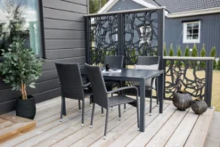 2er Set - Gartenstuhl Emma aus Rattan in Schwarz, Grau