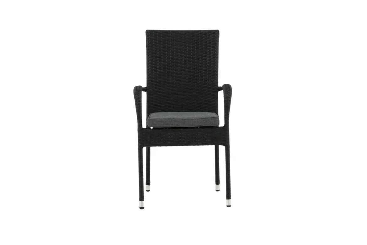 2er Set - Gartenstuhl Emma aus Rattan in Schwarz, Grau