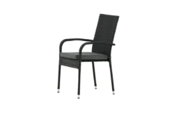 2er Set - Gartenstuhl Emma aus Rattan in Schwarz, Grau
