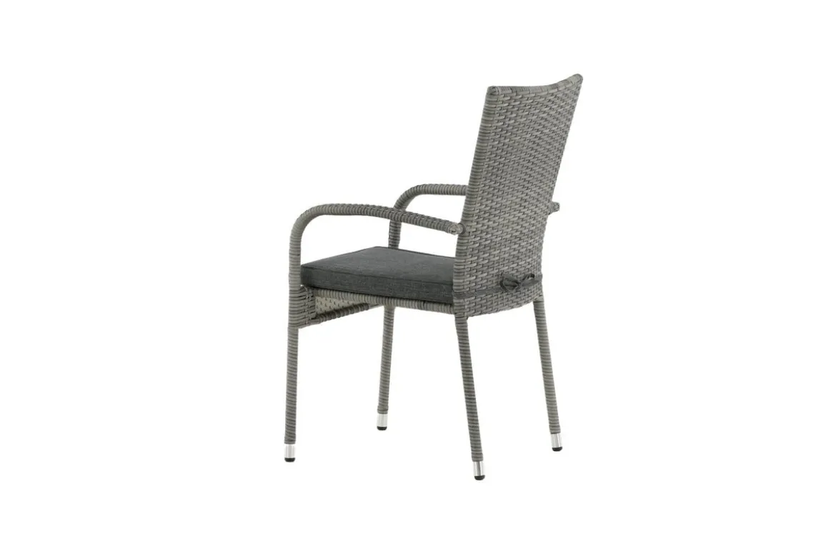 2er Set - Gartenstuhl Emma aus Rattan in Schwarz, Grau