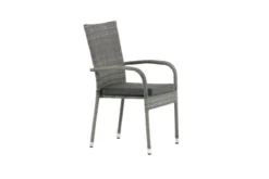 2er Set - Gartenstuhl Emma aus Rattan in Schwarz, Grau