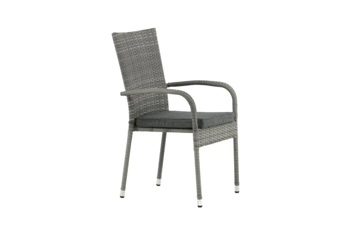 2er Set - Gartenstuhl Emma aus Rattan in Schwarz, Grau
