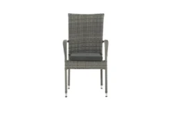 2er Set - Gartenstuhl Emma aus Rattan in Schwarz, Grau