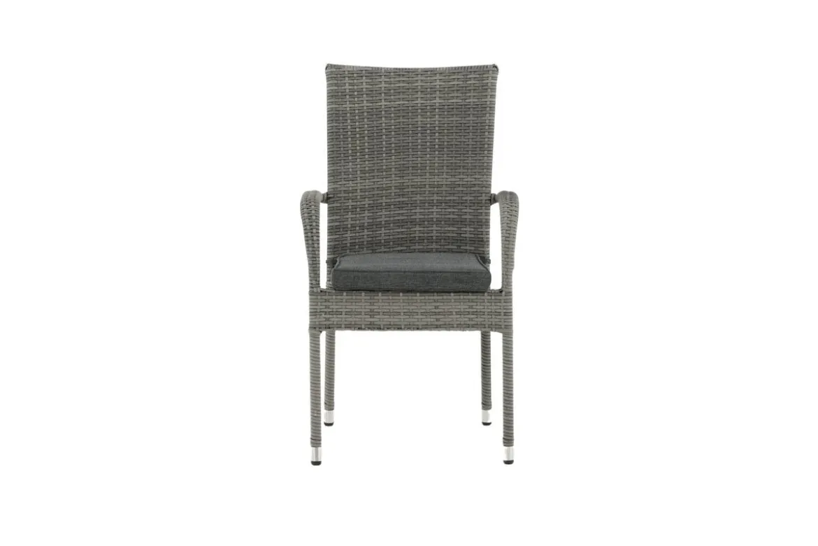 2er Set - Gartenstuhl Emma aus Rattan in Schwarz, Grau